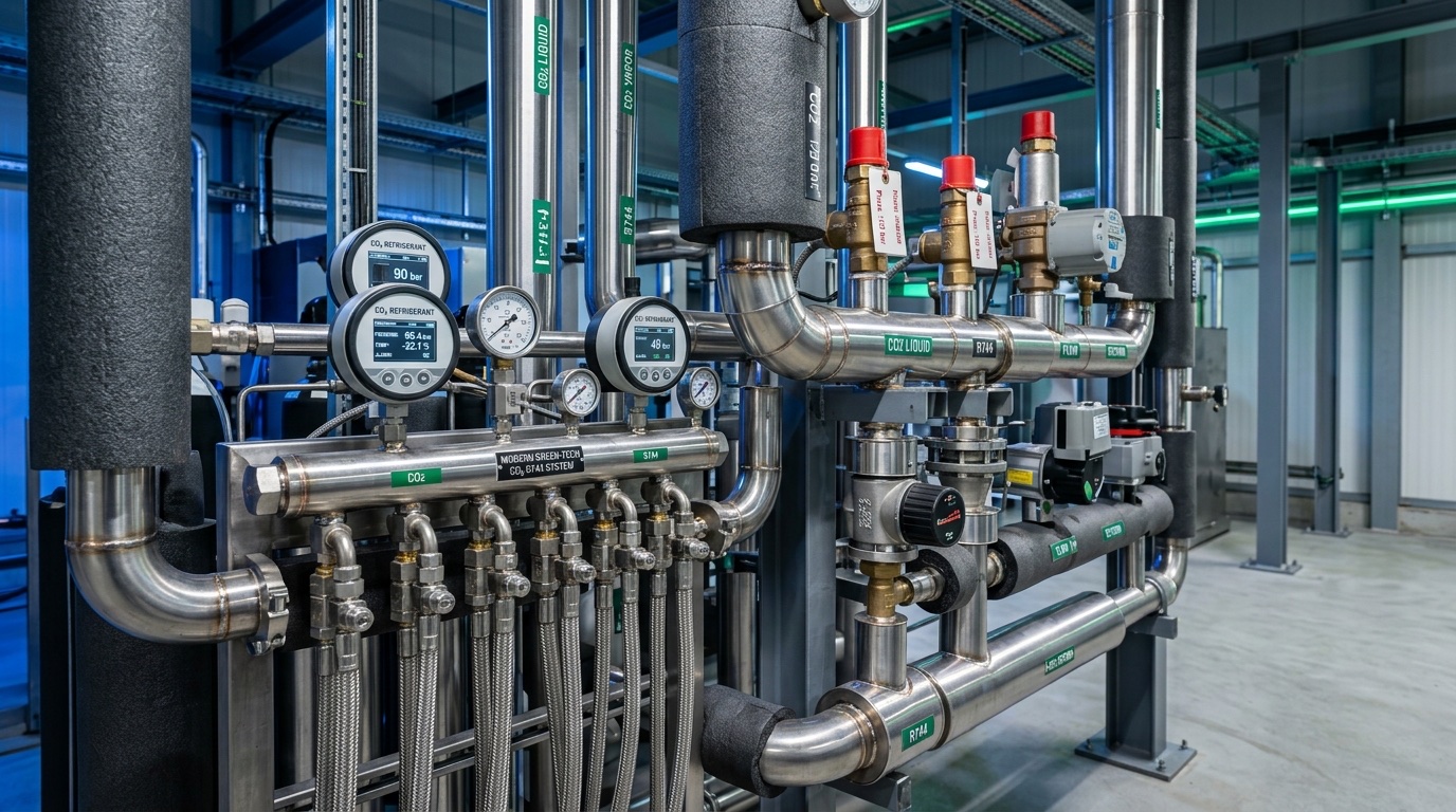 Circuito naturale CO2 R-744 per refrigerazione industriale ad alta efficienza